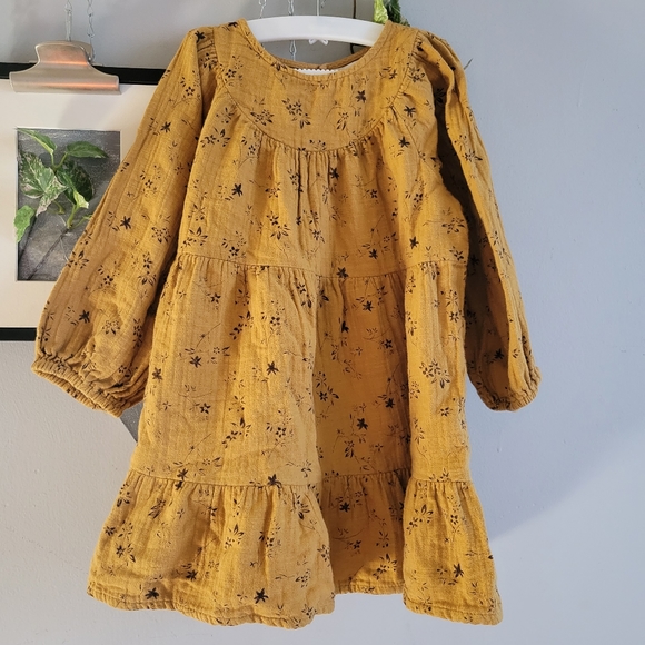 Zara Girl's Floral Print Fall Textured Long Sleeve Dress 4-5 YEARS - Picture 3 of 12